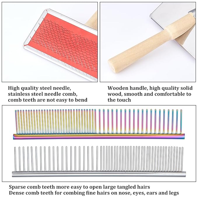 CHGCRAFT 4 Styles Macrame Fringe Comb Set Stainless Steel Metal Combs Macrame Tassel Brush for DIY Macrame Plant Hangers Wall Hangings for Dogs Cats Pets Hair Removing Knots