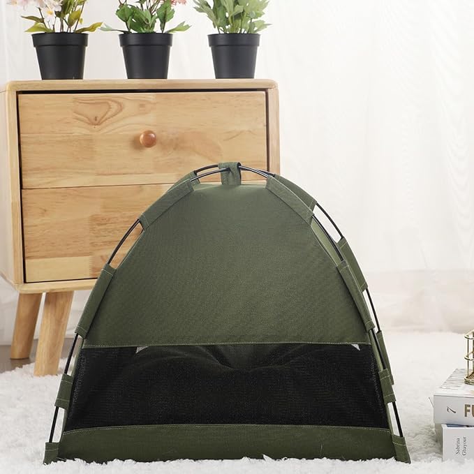 Cute Cat Teepee Cave, Cat Tent Foldable Indoor Outdoor with Thick Mat,Puppy Bed Tent,Bunny Pet Tent Teepee,Portable Dog House Teepee Tent, Cat Bed,Dog Bed Tent,Puppy Bunny,Pet Tent Teepee (I, S)
