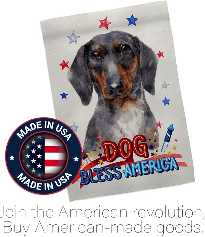 Breeze Decor Patriotic Black Tan Dachshund House Flag Eagle Set Dog Puppy Spoiled Paw Canine Fur Pet Nature Farm Animal Creature Banner Small Garden Yard Gift Double-Sided, Made in USA