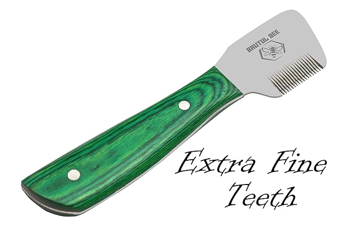 Brutul Bee Dog Grooming Coat Stripping Knife Stripper Trimmer Tool Wooded Handle Stripping Knives Set of 6 in Stainless Steel Non-Slip Tools for Grooming Dogs (Green)