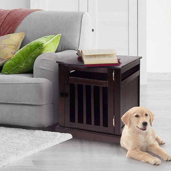Casual Home Chappy Wood Slats Pet Crate, 19.5"W x 22.5"D x 22.5"H, Espresso (New)