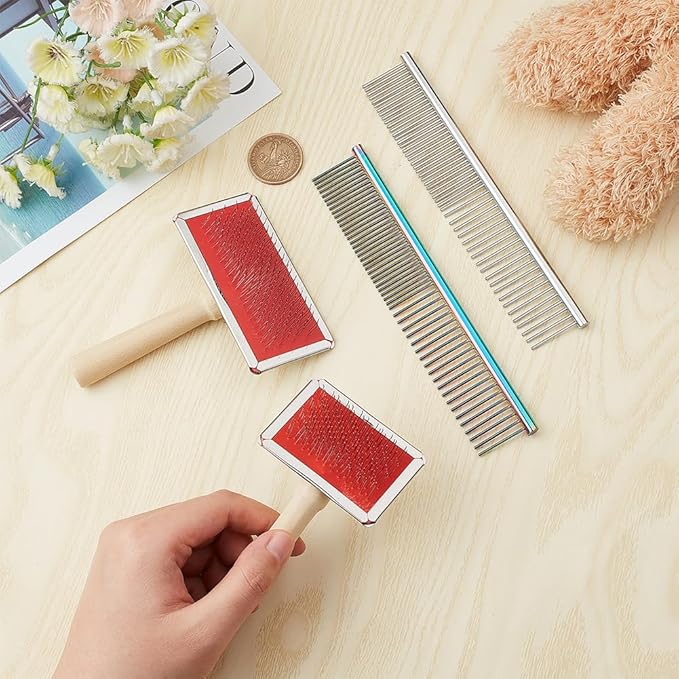 CHGCRAFT 4 Styles Macrame Fringe Comb Set Stainless Steel Metal Combs Macrame Tassel Brush for DIY Macrame Plant Hangers Wall Hangings for Dogs Cats Pets Hair Removing Knots
