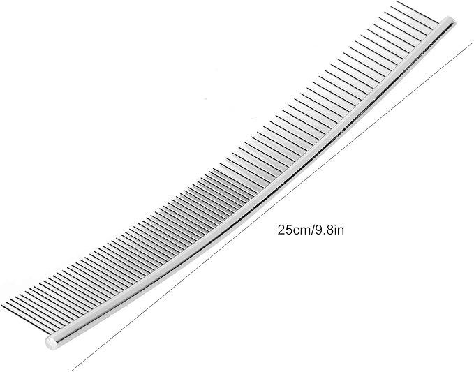 EVTSCAN Pet Grooming Comb Dogs Curved Comb Stainless Steel Pet Grooming Opening Knot Comb Hairs Removal Brush Poodle Grooming Deshedding Tool(1PCS)