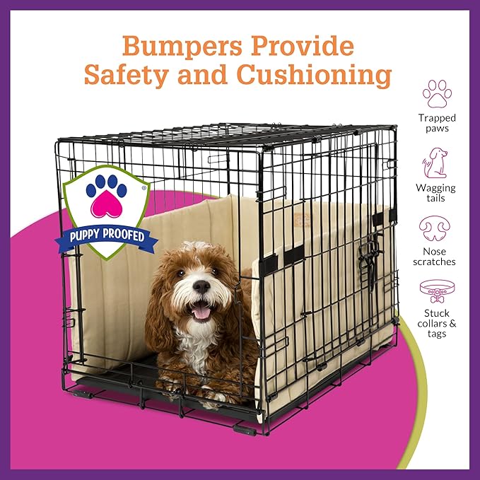 Pet Dreams Dog Crate Bumper - Comfy Liner & Dog Tail Protector for Inside Crate, Fits iCrate Cages 18, 24, 30, 36, 42, 48 Inches (Pink, Large, 36")