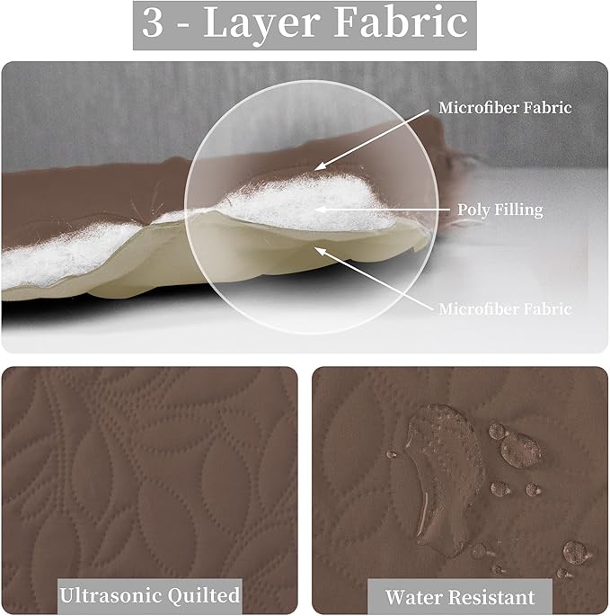 Easy-Going Waterproof Dog Bed Cover Reversible Leak Proof Pet Blanket Replacement Mat for Furniture Washable Couch Cover Sofa Cover for Dogs Cat(30x70 Inch, Brown/Beige)
