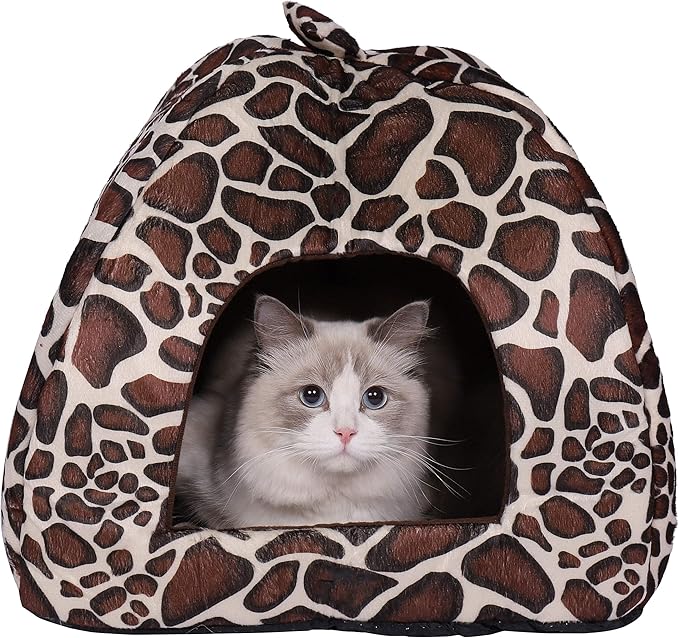 Spring Fever Hamster Guinea Pig Rabbit Dog Cat Chinchilla Hedgehog Bird Small Animal Pet Bed House Hideout Cage Accessorie E Leopard L (16.9 * 16.9 inch)