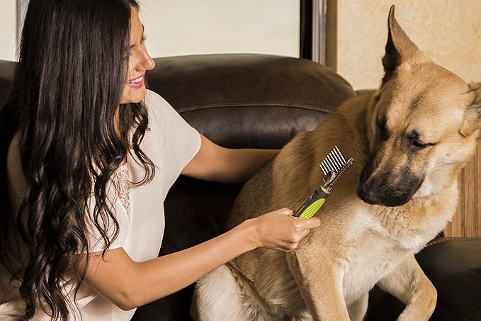 Dematting Comb, Pet Grooming, Has Long, Sharp, Rounded-End Teeth to Gently, Cut Out Tangles - and Knots, from All Breeds, and Hair Types.
